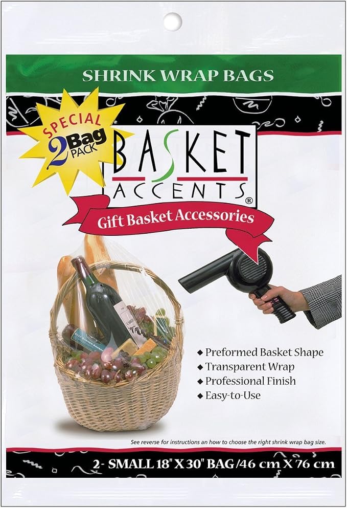basket accents shrink wrap bags small 18"x30" 2