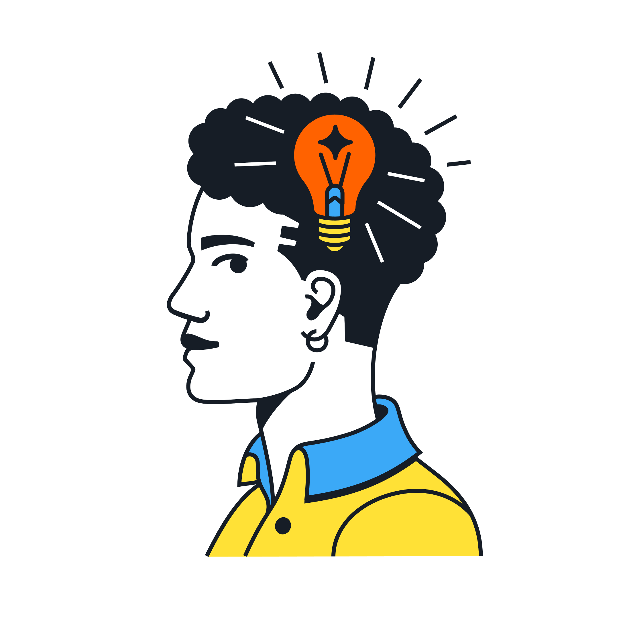 插图:人物头脑中亮起灯泡