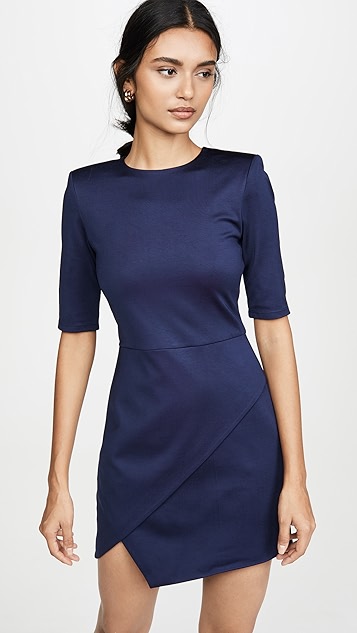 alice   olivia nova 垫肩不对称迷你连衣裙