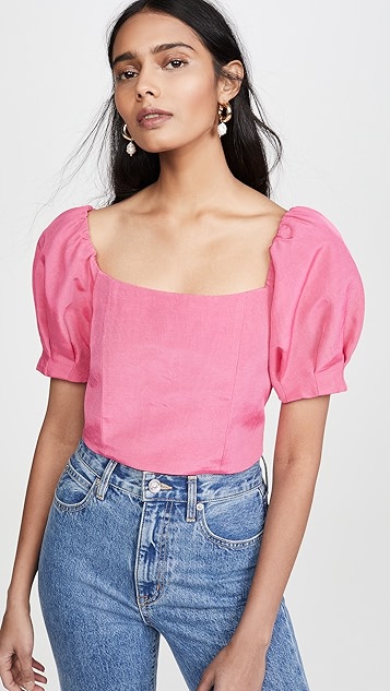 joslyn 泡泡袖短款上衣