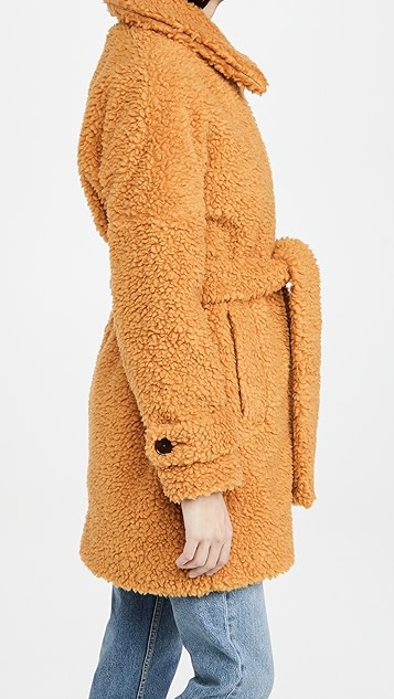 alex mill 仿羊羔绒 officer 厚呢短大衣