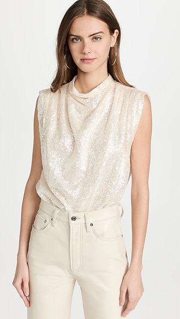 amanda uprichard fabienne 无袖亮片上衣