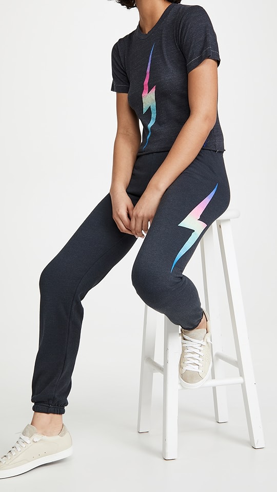 彩虹色闪电男孩风 t 恤