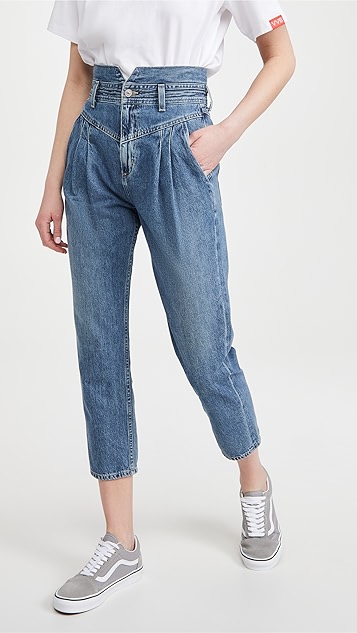 maeve 褶皱牛仔裤