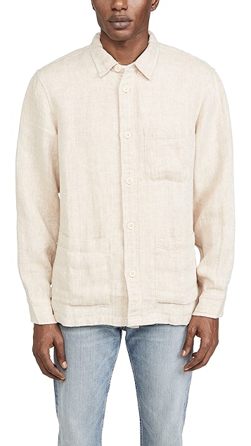 corridor natural 亚麻人字纹衬衣式夹克