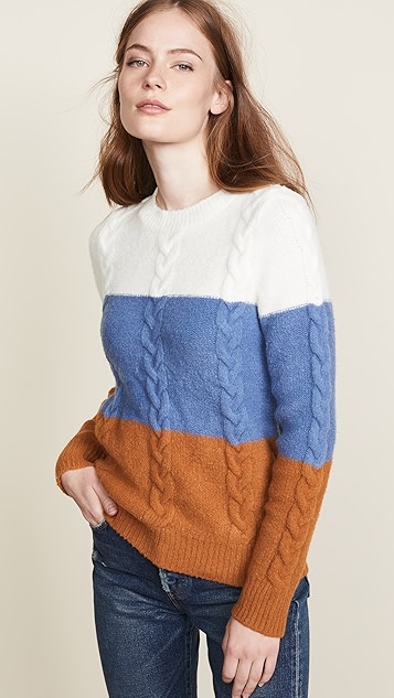 绞花针织条纹毛衣