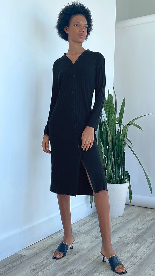 enza costa 罗纹宽松开襟衫连衣裙 | shopbop