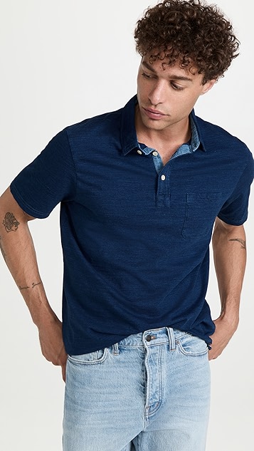 faherty 靛蓝色马球衫