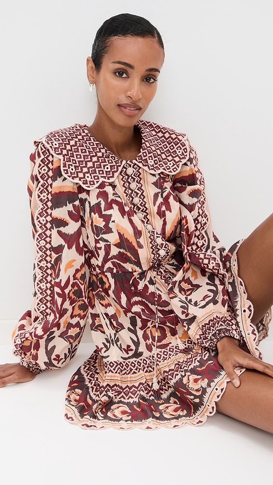 FARM RioToucans Scarf Cream Mini Dress