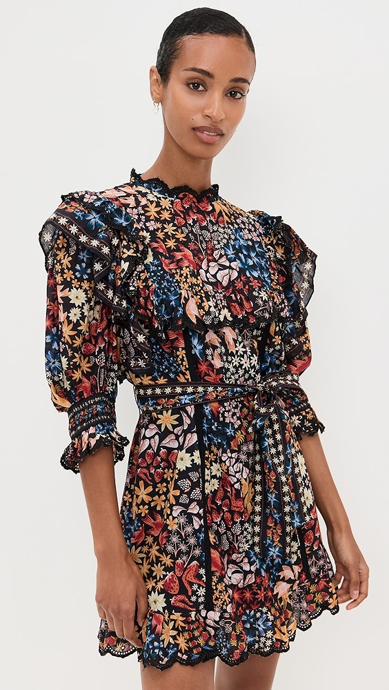 FARM RioJujus Garden Black Mini Dress