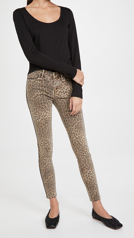 frame 豹纹紧身牛仔裤