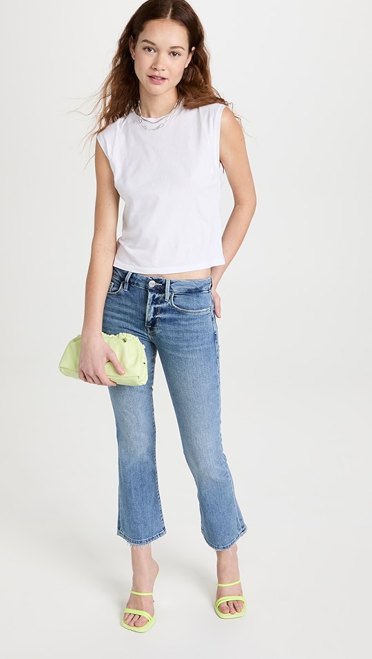 frame le 迷你九分微喇牛仔裤