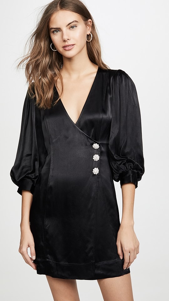 重工缎面连衣裙