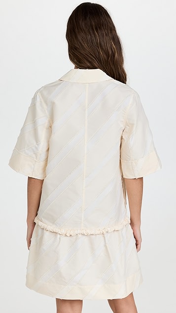 ganni 条纹塔夫绸连衣裙