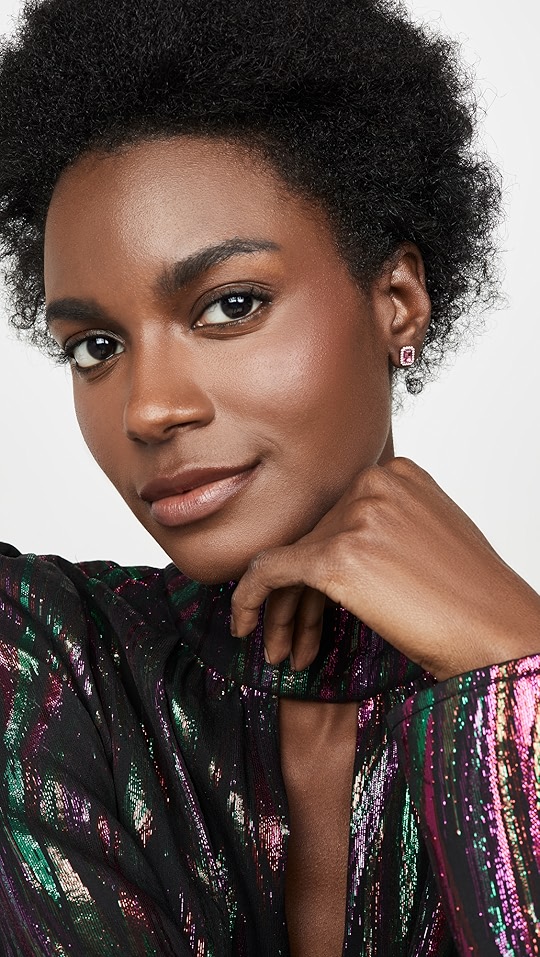 kalan by suzanne kalan 14k 玫瑰金绿宝石切割和密镶钻石耳钉 | shop