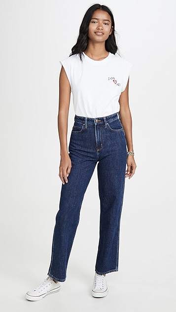 stovepipe 休闲高腰牛仔裤