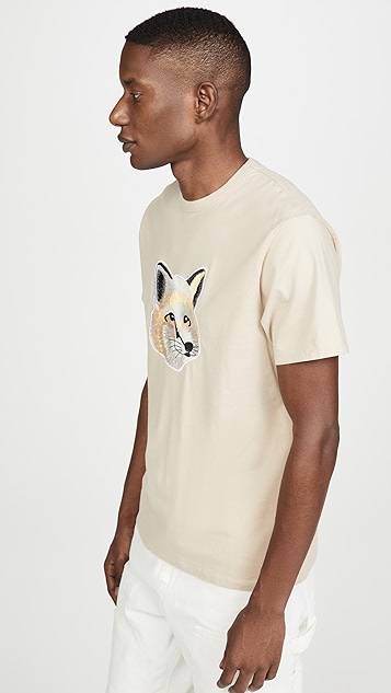 大号刺绣淡彩色狐狸头 t 恤