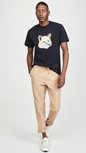 大号刺绣淡彩色狐狸头 t 恤