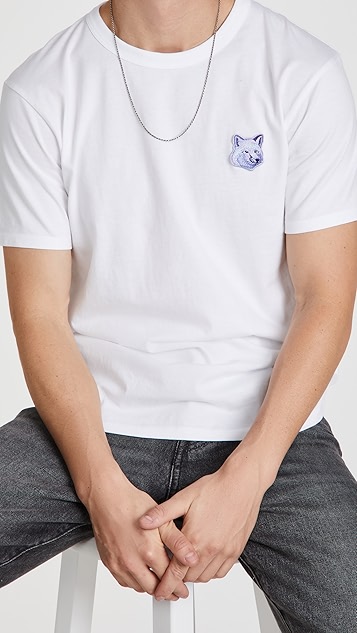 maison kitsune 冷色狐狸头贴片经典 t 恤