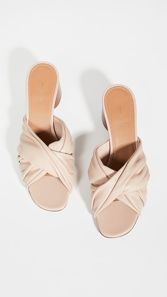 抽褶露趾穆勒凉拖鞋