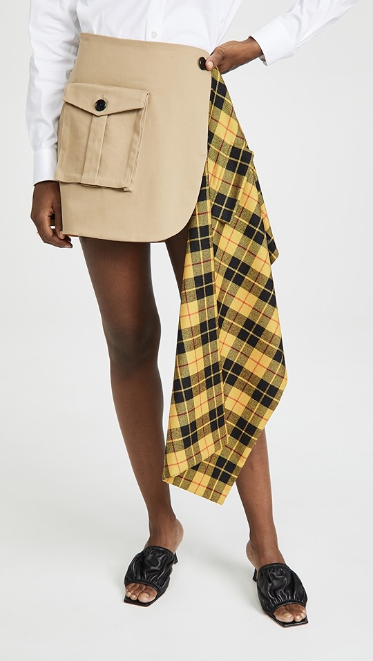 monse 苏格兰格呢工装半身裙 | shopbop