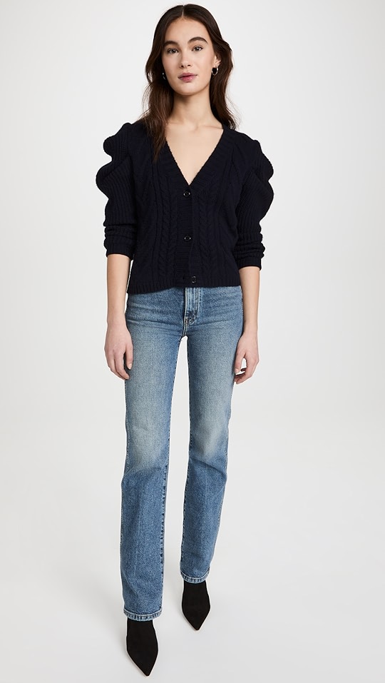 madeleine thompson leo 绞花针织系扣衫 | shopbop