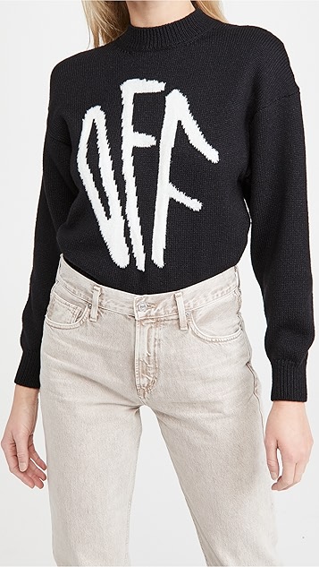 off-white 灰白色涂鸦圆领毛衣