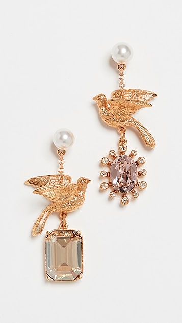 混合宝石鸽子耳环