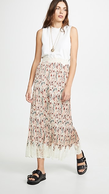 paco rabanne 蕾丝饰边花卉半身裙 | shopbop | 新品折扣新款式加入