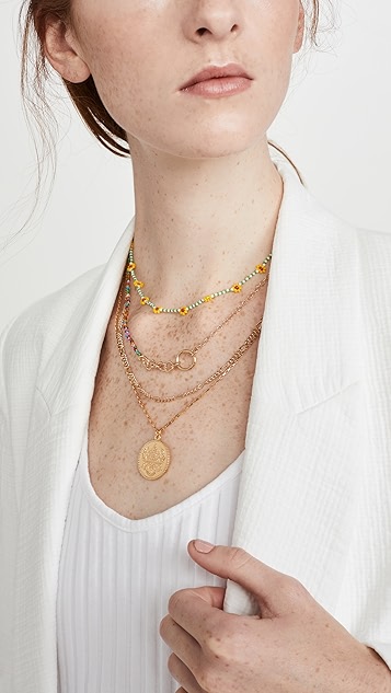 roxanne assoulin 雏菊绿色项链