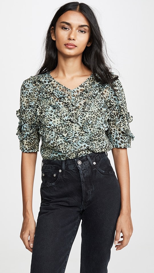 lynx 荷叶边短袖上衣