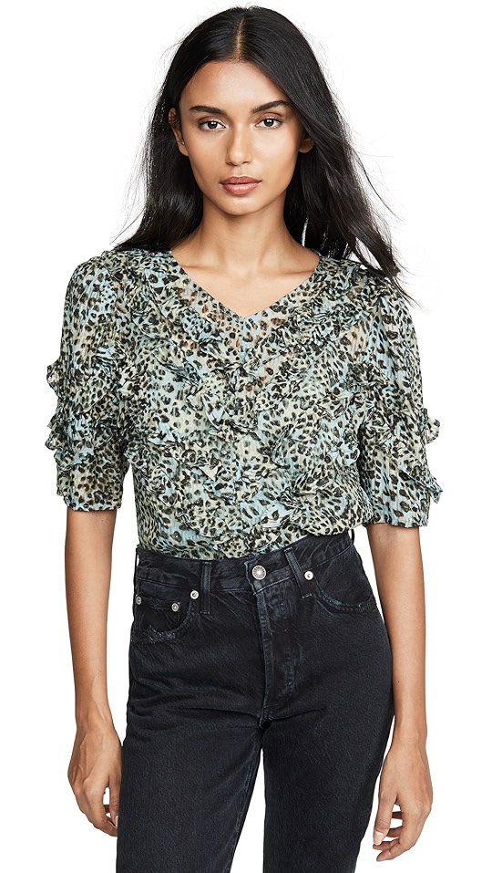 lynx 荷叶边短袖上衣