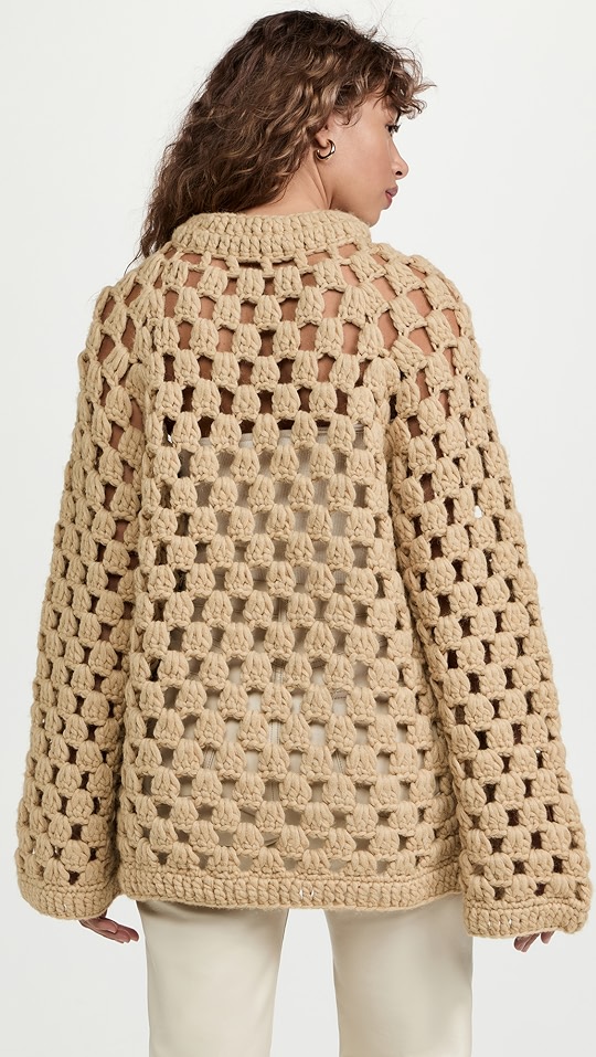 手工钩针编织羊驼毛高领毛衣