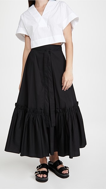 褶皱下摆裹身款式半身裙