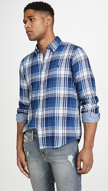 polo ralph lauren 格子双面长袖衬衣