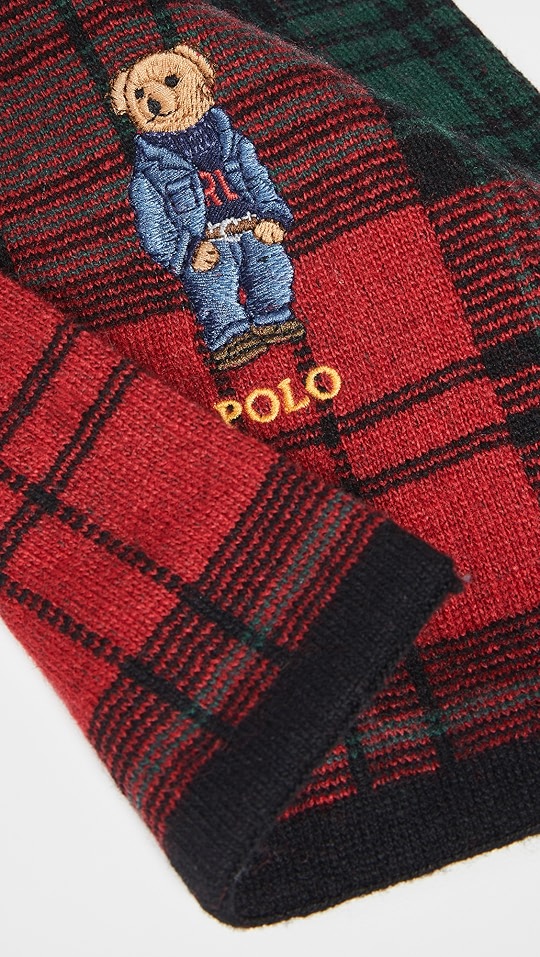 polo ralph lauren 格子小熊针织围巾