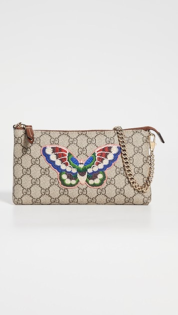 gucci 蝴蝶刺绣腕带手拿包