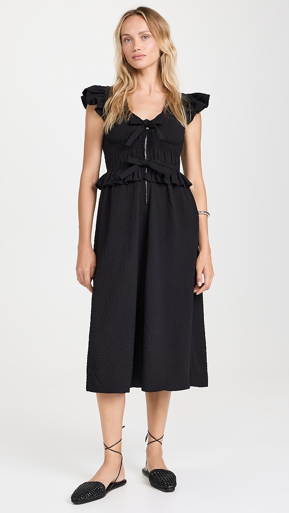 SeaRegina Seersucker Flutter Sleeve Dress