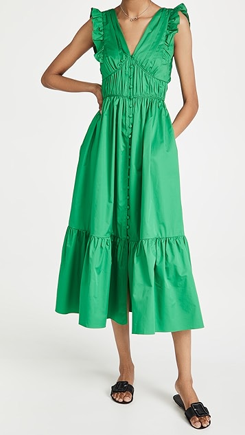 棉质中长连衣裙