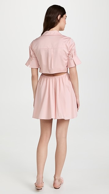 self portrait 粉色镂空迷你连衣裙