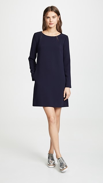 theory 长袖拼接直筒连衣裙