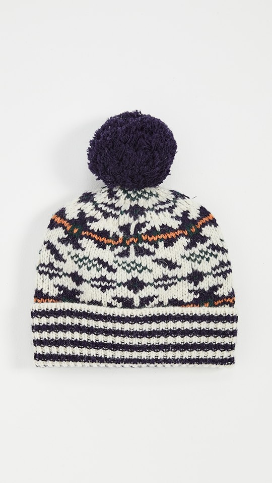 费尔岛风印花提花织物帽子