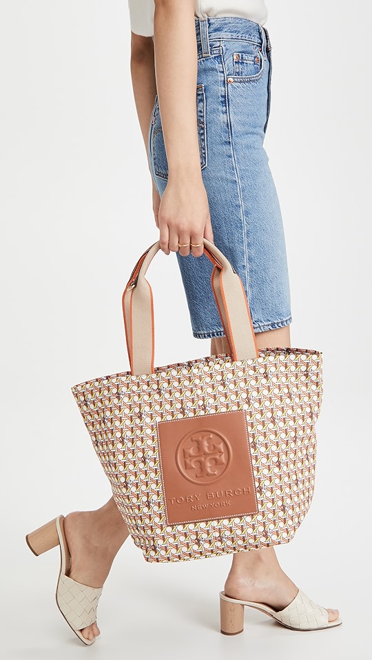 tory burch 篮式梭织印花小号托特包 | shopbop