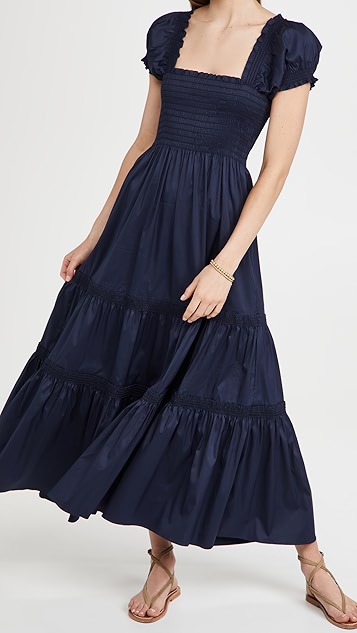 tory burch 汤丽柏琦 抽褶中长连衣裙