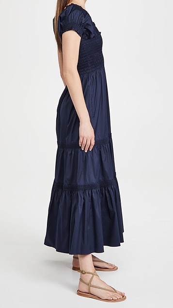 tory burch 汤丽柏琦 抽褶中长连衣裙