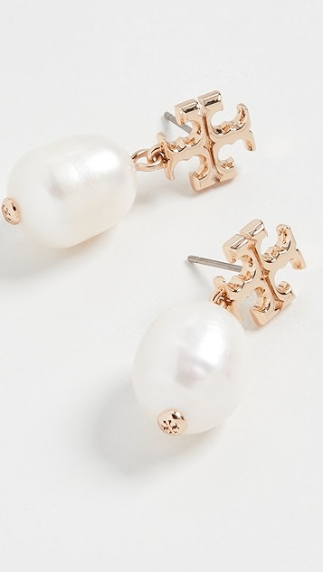 tory burch 水晶珍珠吊坠耳环