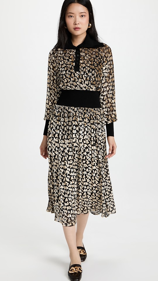 tory burch 汤丽柏琦 天鹅绒凹纹连衣裙