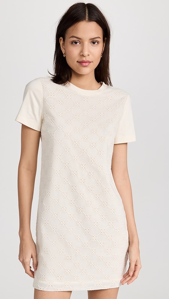 tory burch 汤丽柏琦 徽标蕾丝 t 恤连衣裙