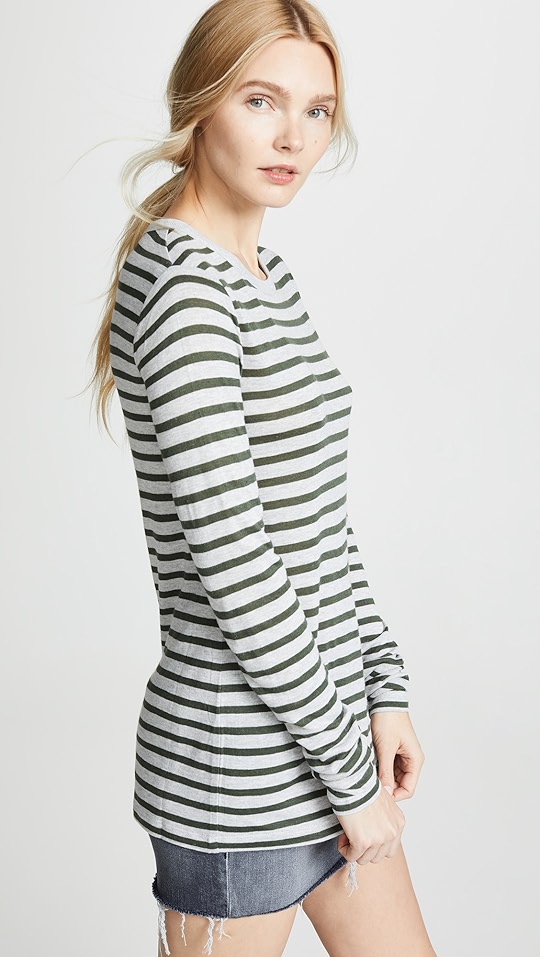 条纹竹节纹平针织 t 恤