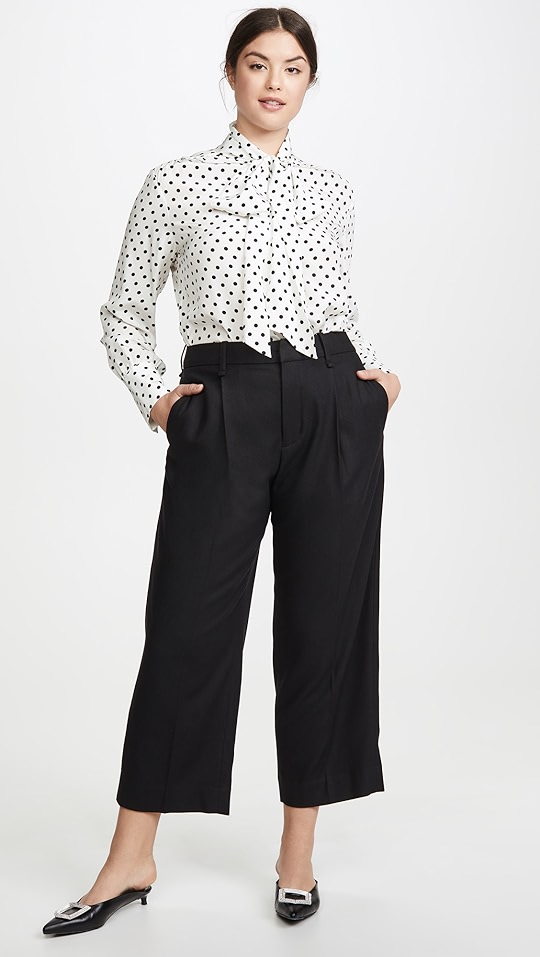 正面褶皱中长裤